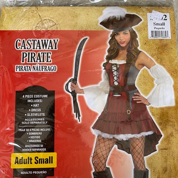 Castaway Pirate Adult Costume! New! - Picture 1 of 10